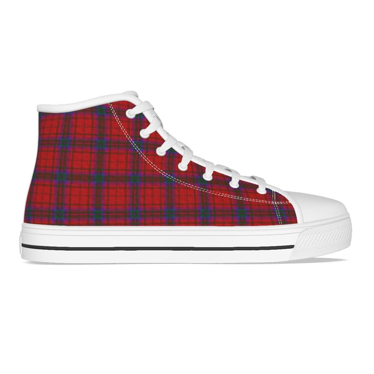 Men's Red Plaid Canvas High Top Sneakers | Custom Handmade