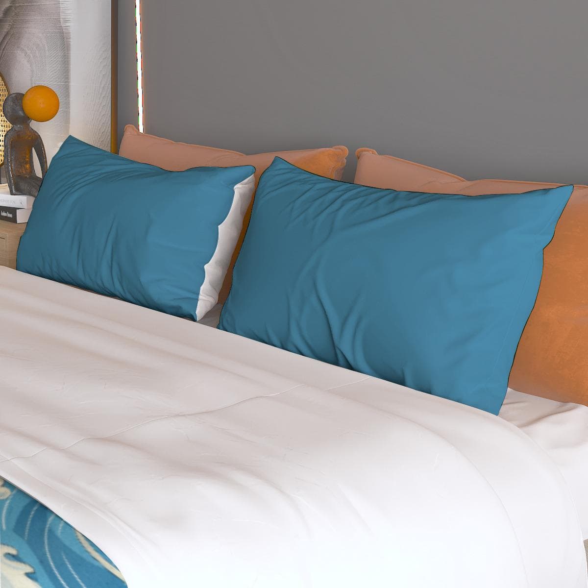 Japanese Wave Art Duvet Cover Set | Ocean Blue Polyester Bedding