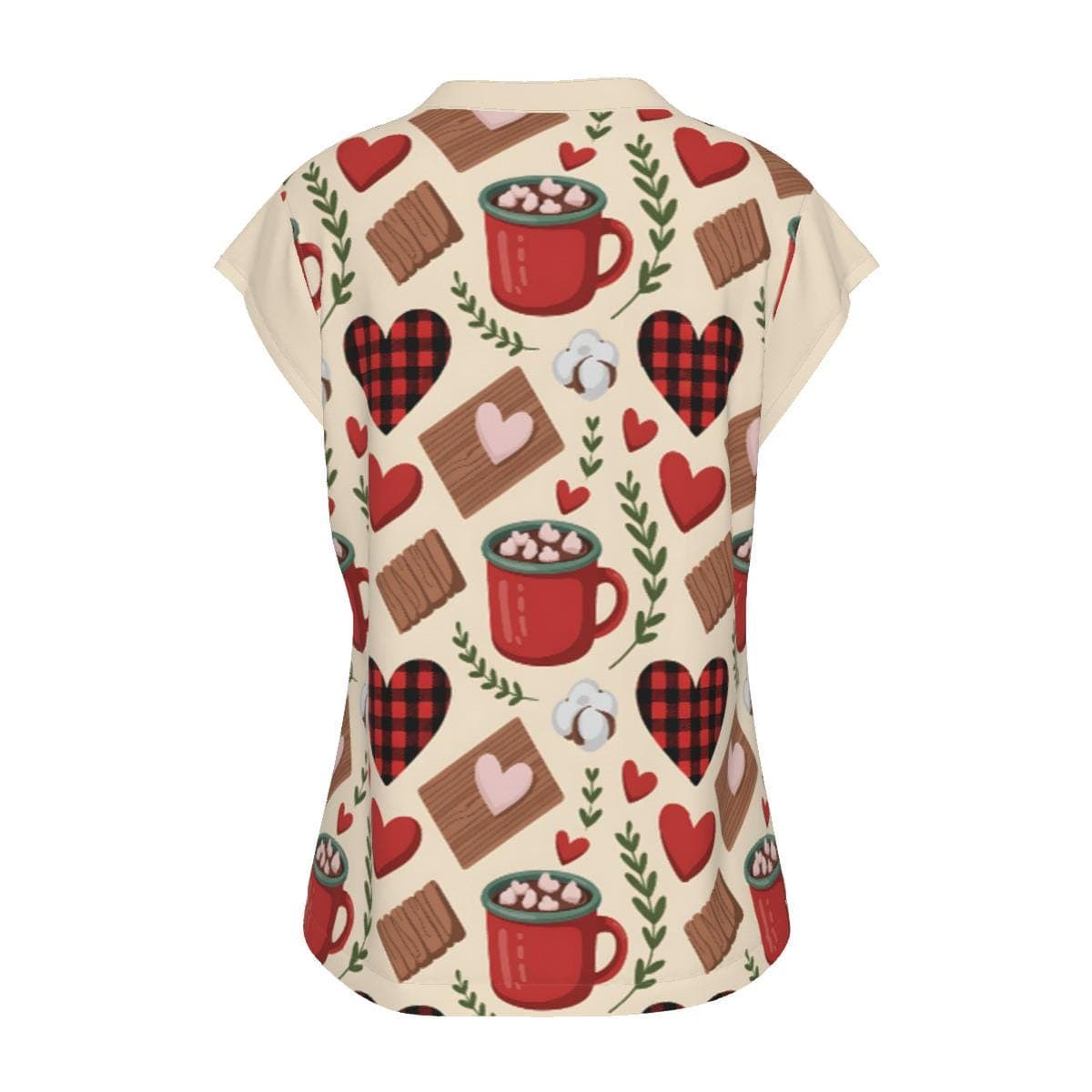 Plaid Hearts V-Neck Top | Rustic Valentine's Day Shirt