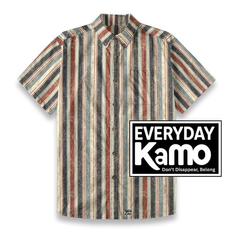 Men's Vintage Striped Slub Cotton Shirt | Distressed Button-Down Short Sleeve | Retro Casual Resort Wear