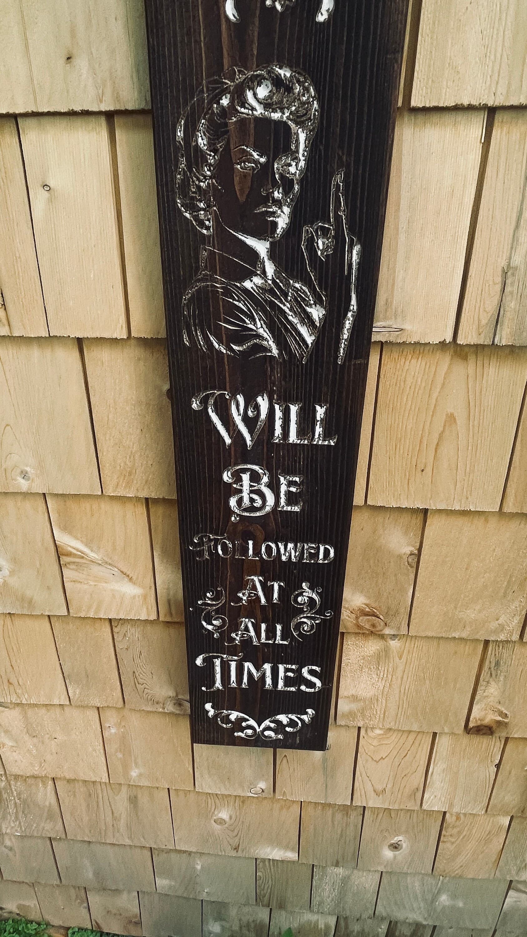 Rules Will Be Followed Real Pine Wood Carved Sign