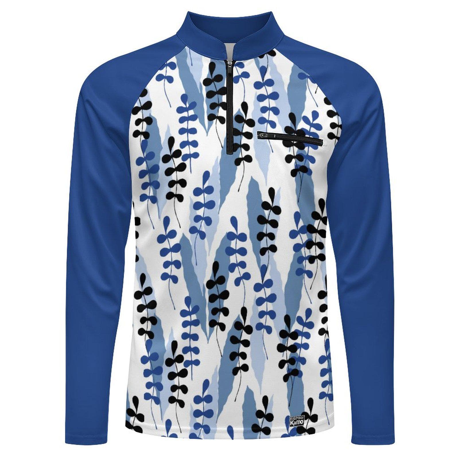 Everyday Kamo Men's Tidal Leaf Print UV Protection Fishing Hoodie | Long Sleeve Stand-Up Collar Performance Shirt