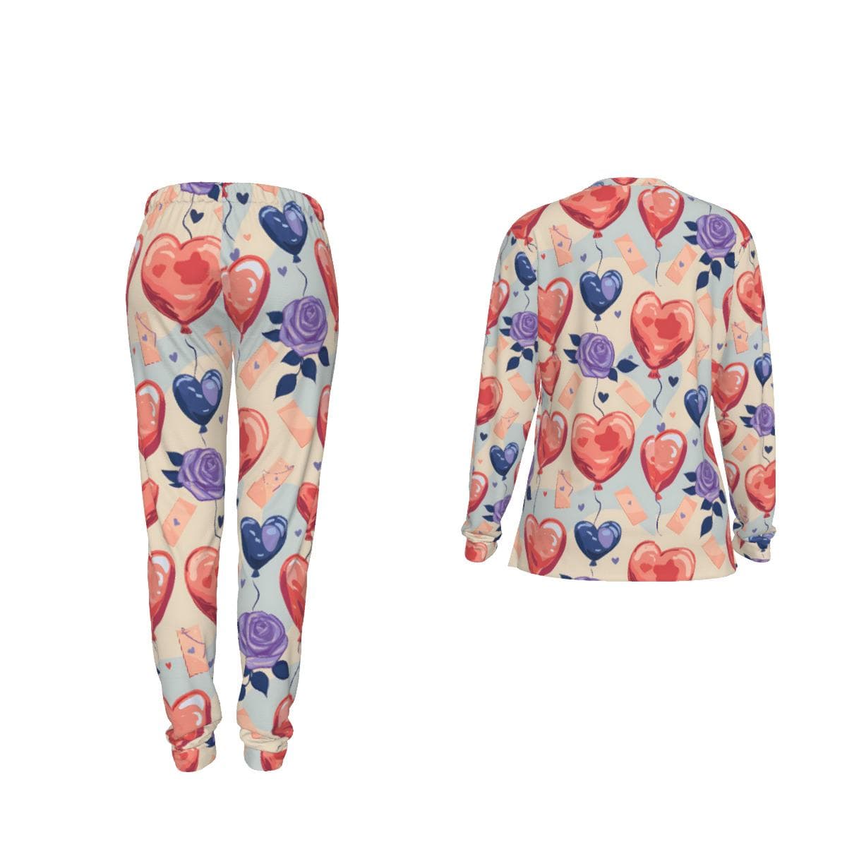 Heart Balloon & Rose Pajama Set | Women's Cozy Loungewear