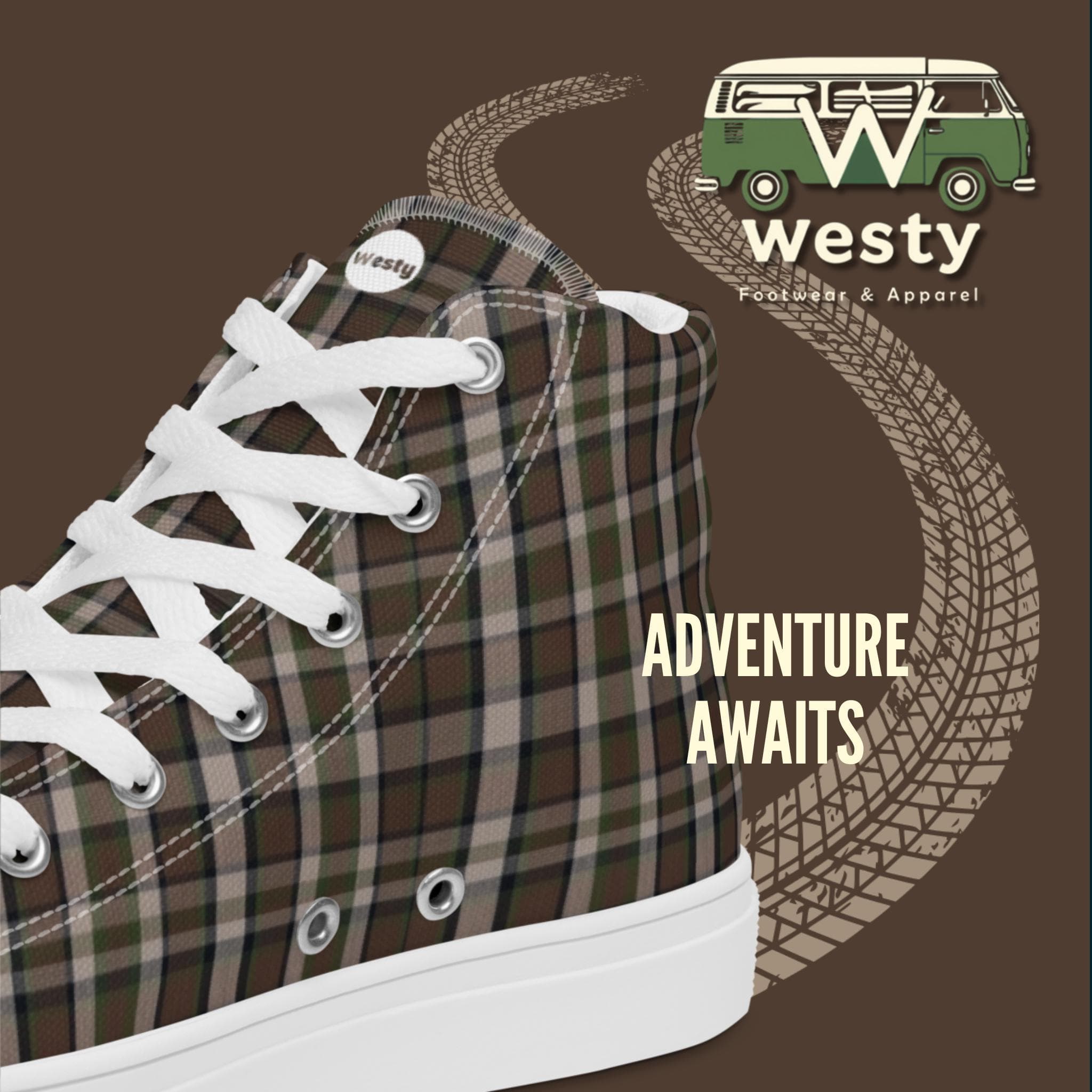 Westy VW Westfalia High Top Canvas Shoes Men Brown