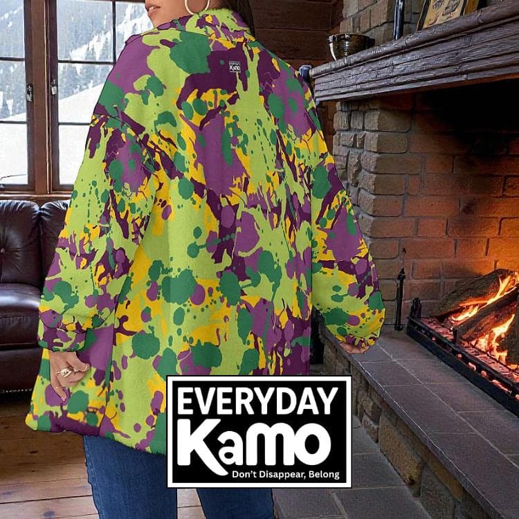 Abstract Splatter Paint Borg Jacket | Relaxed Fit Fleece Coat