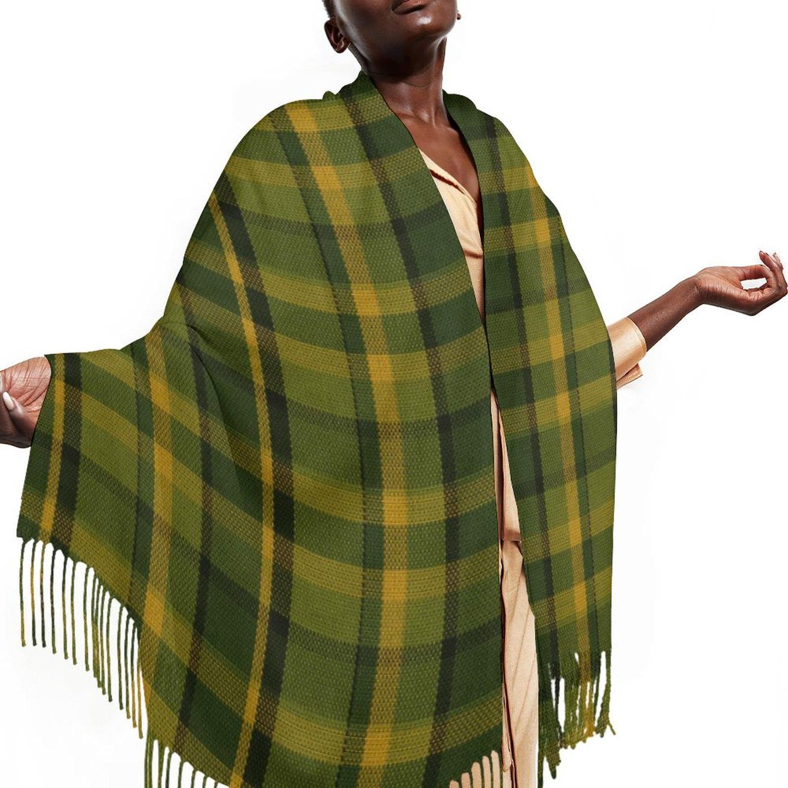 Westy Westfalia Camper Scarf - Vintage VW Green Tassel Wrap