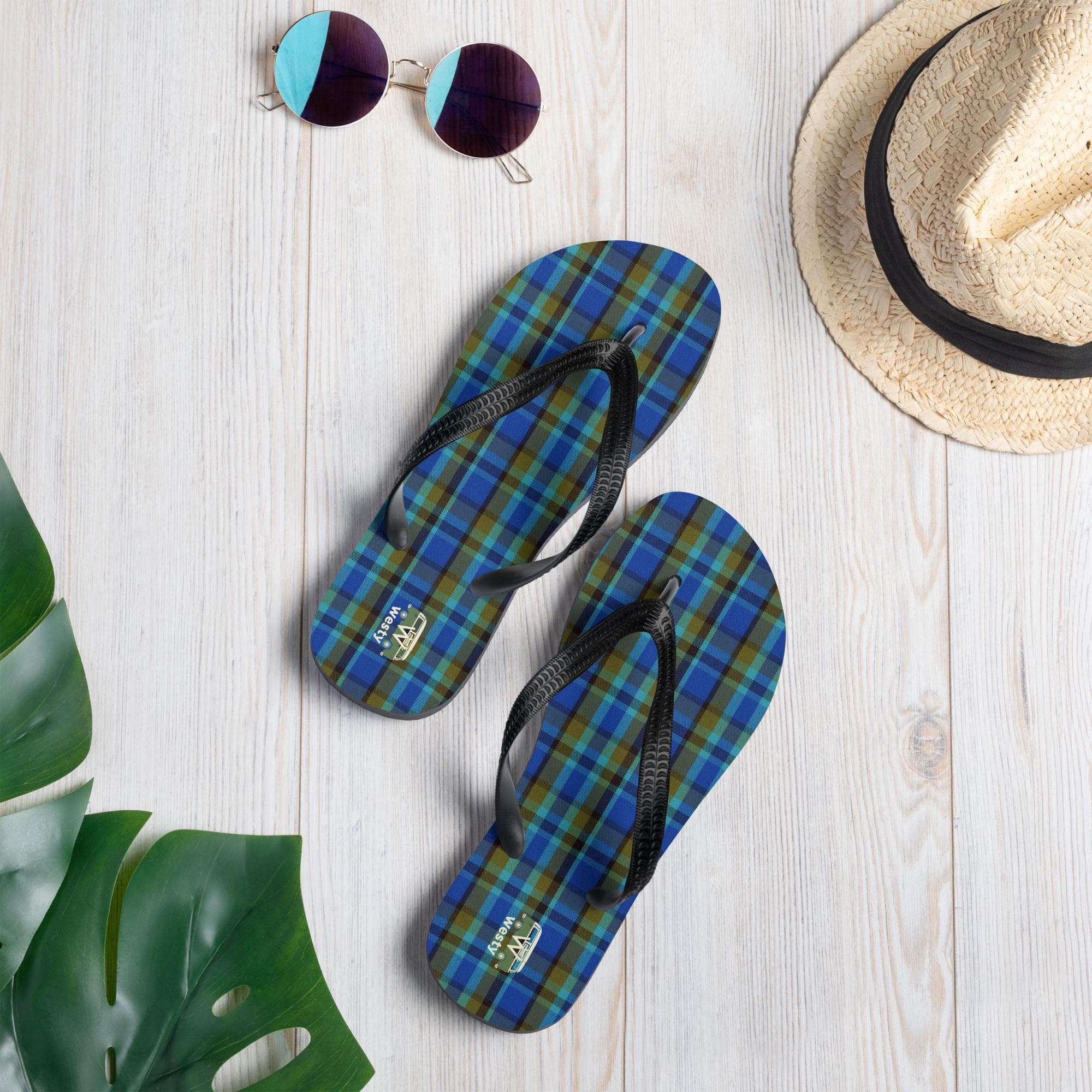 Westy Plaid Flip-Flops - VW Camper Bus Road Trip Style