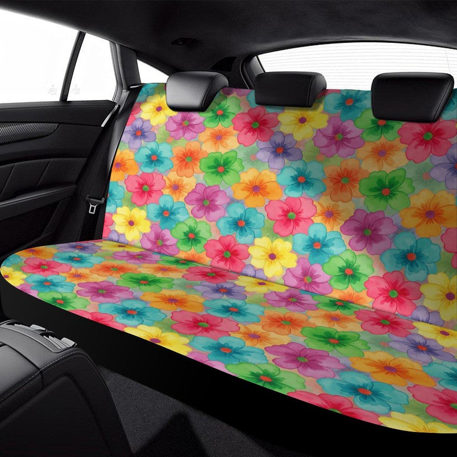Floral Car Seat Cover Back Seat | Polyester Spandex | Universal Fit