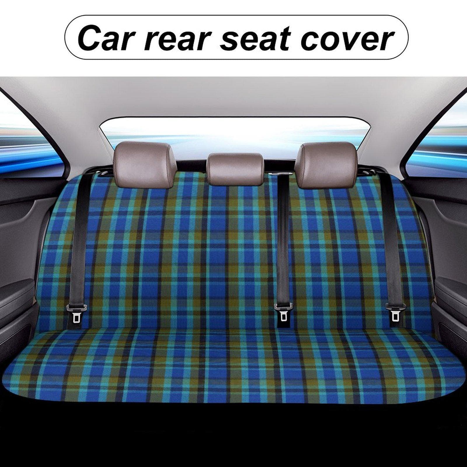 Westy Vibe Plaid Back Seat Cover, Blue Green Retro Car Interior Protector, Universal VW Bus Style Auto Accessory