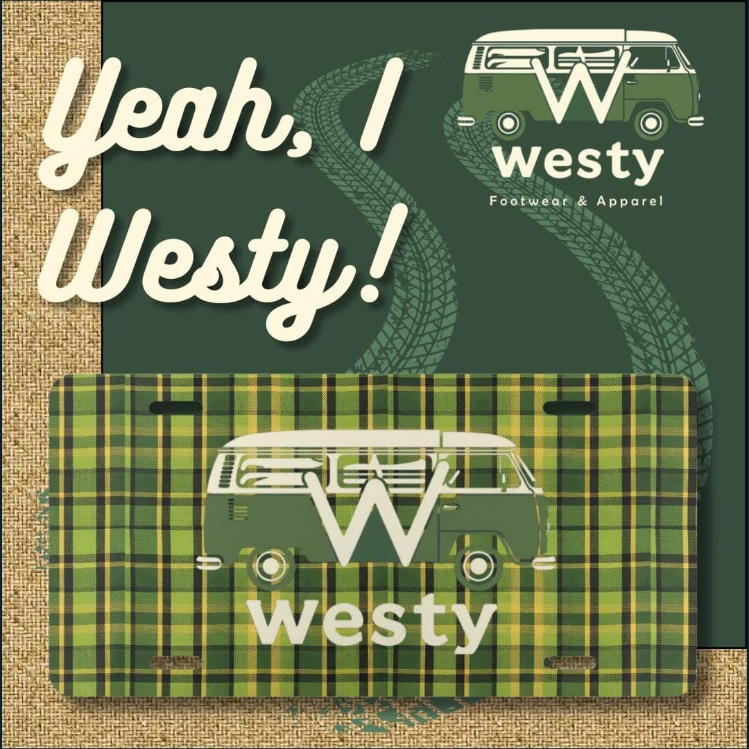 Custom "Westy" Van Life License Plate - 12x6 Inch Aluminum Vanity Plate