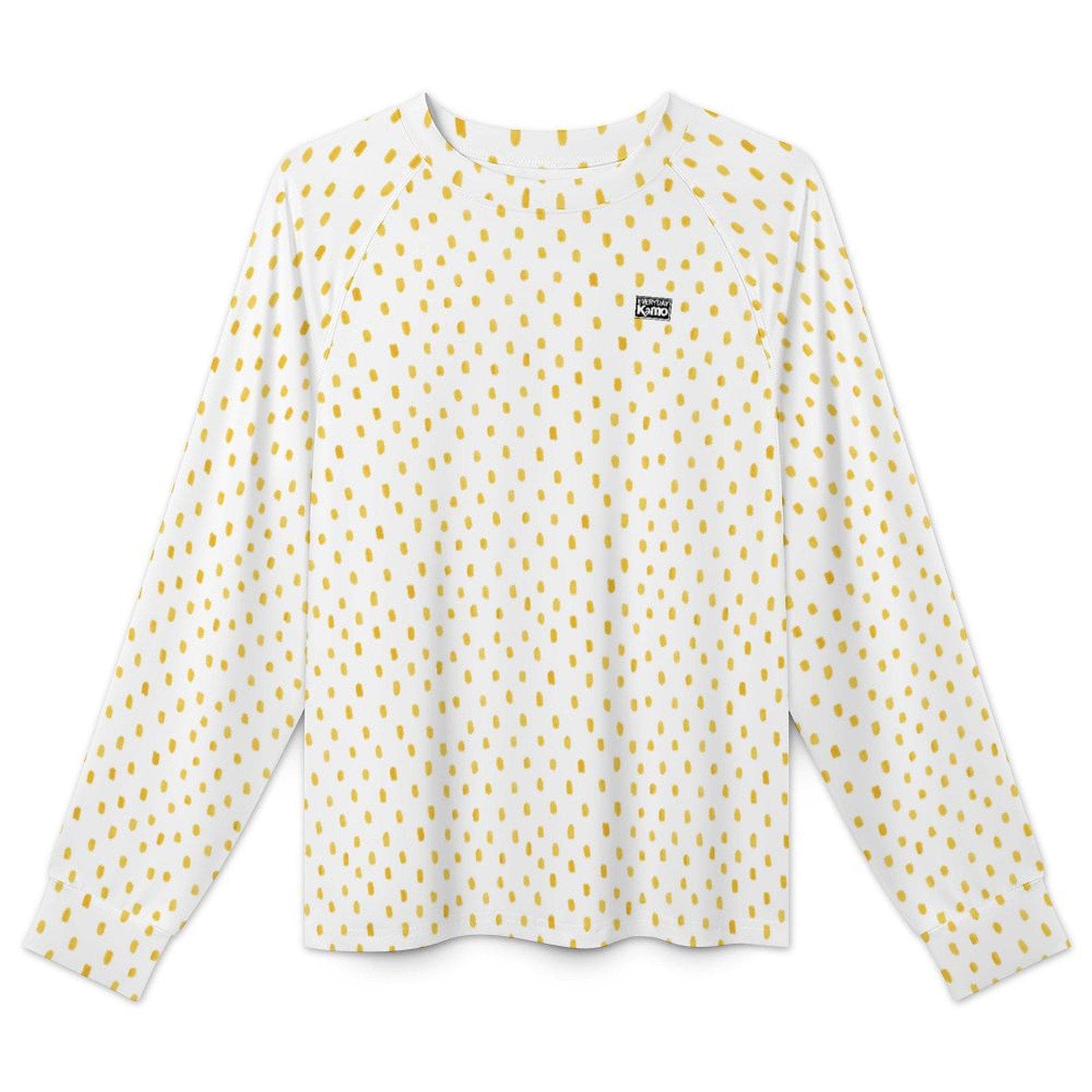 Women's Yellow Dot Long Sleeve Quick Dry Shirt | UPF 50+ Sun Protection Top | Cool Touch Polyester Tee | Casual Everyday Style