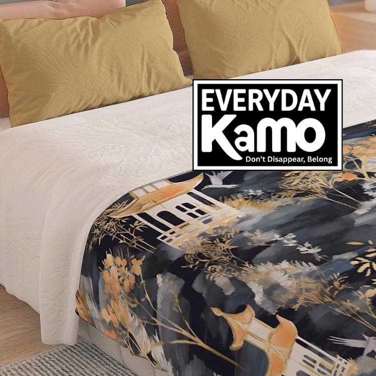 Chinoiserie Pagoda Crane Duvet Cover Set - Asian Inspired Luxury Bedding - Dark Floral Dynasty