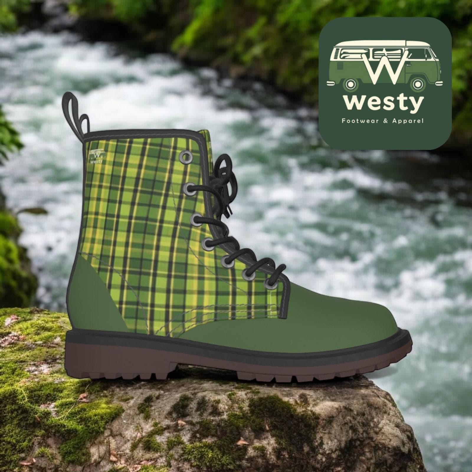 Westy Westfalia Green Plaid Women's Martin Short Boots II