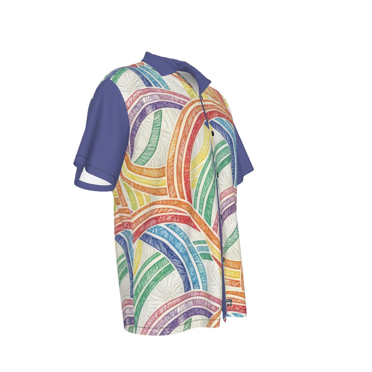 Vibrant Rainbow Sketch Hawaiian Shirt | Men's Colorful Abstract Button Up | Summer Casual Aloha Shirt