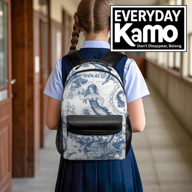 Mermaid's Map Adventure Backpack | Nautical Toile Everyday Rucksack | Stylish Travel & School Bag