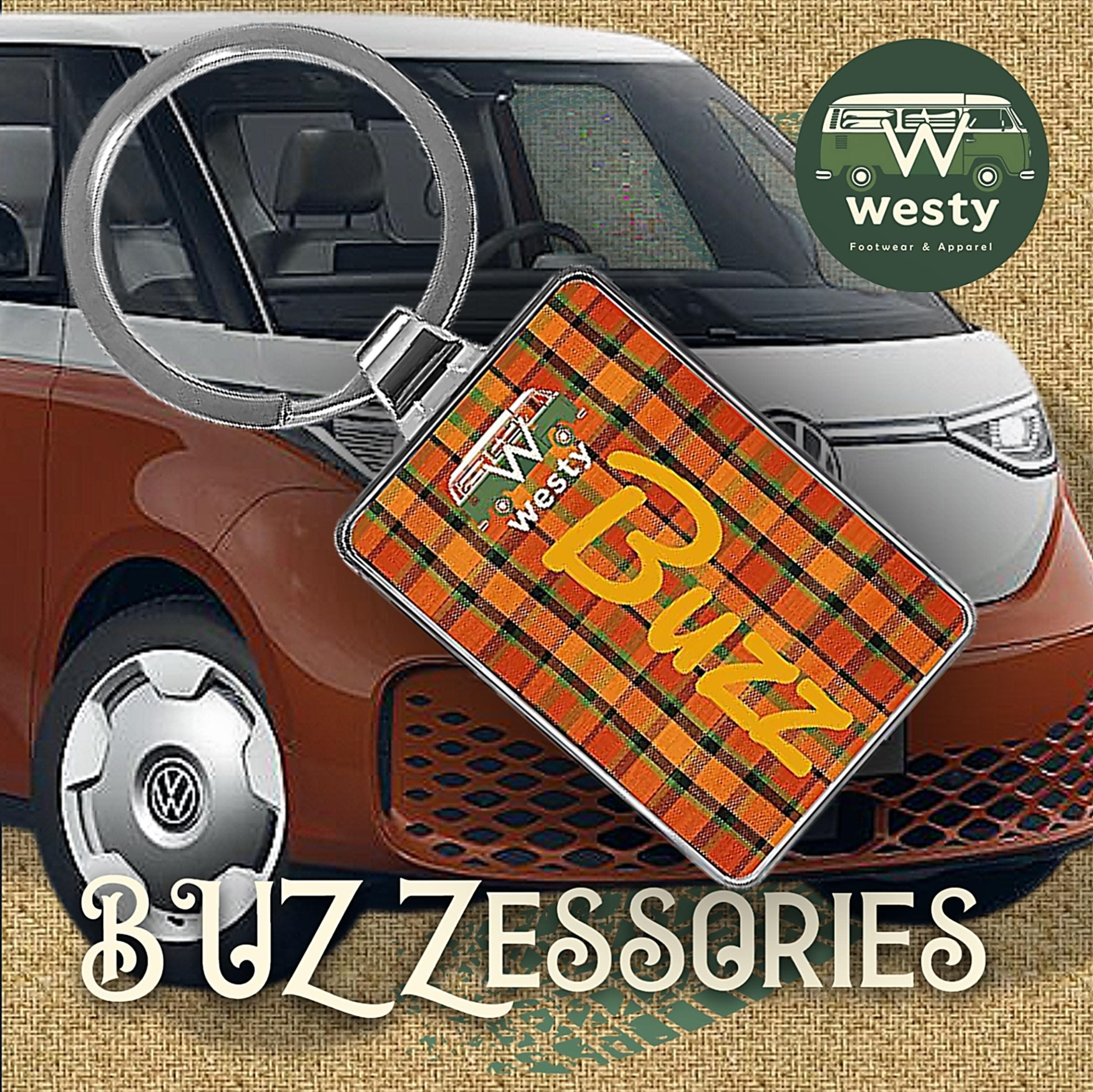 VW Westy Keychain - Retro Volkswagen Buzz Bus Stainless Steel