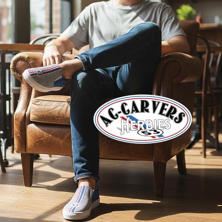 Men's Slip-On Canvas Shoes Handmade Blue Check Custom Fit Casual