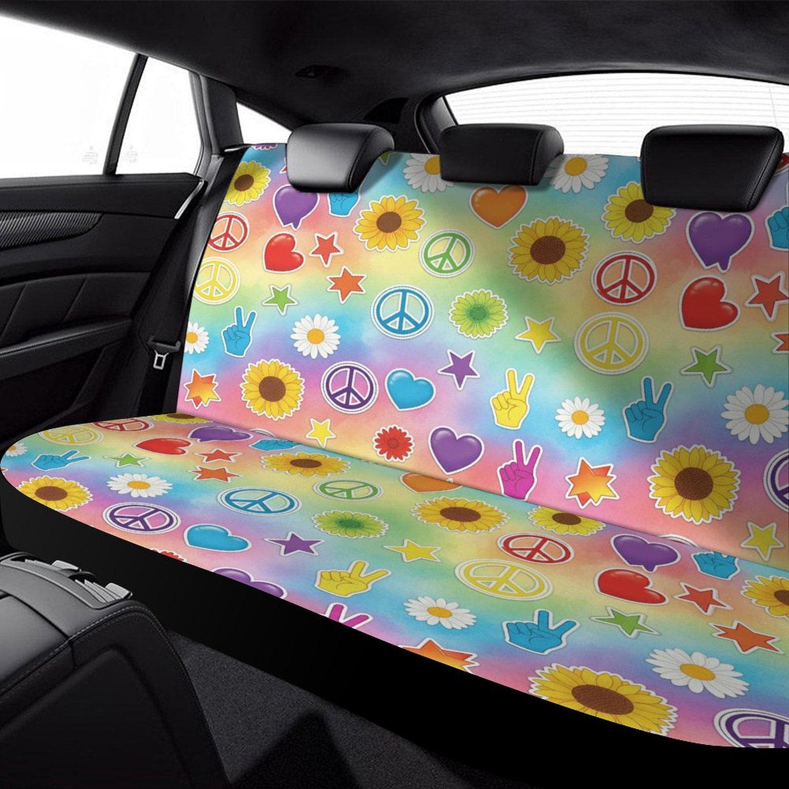 Custom Sublimation Car Seat Cover | Handmade Peace Love Design | Polyester