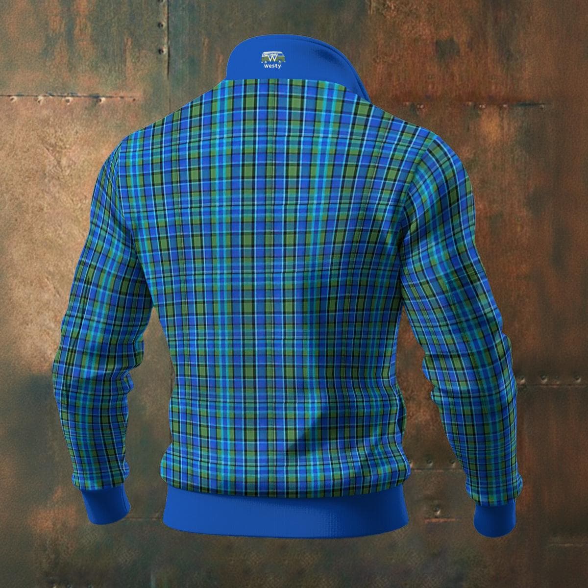 Westy Blue Plaid Fleece Jacket | Retro Van Life Sherpa-Lined Outerwear