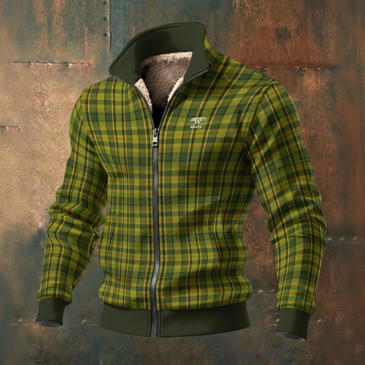 Westy Green Plaid Fleece Jacket | Cozy Sherpa Lined Zip-Up | Road Trip Apparel