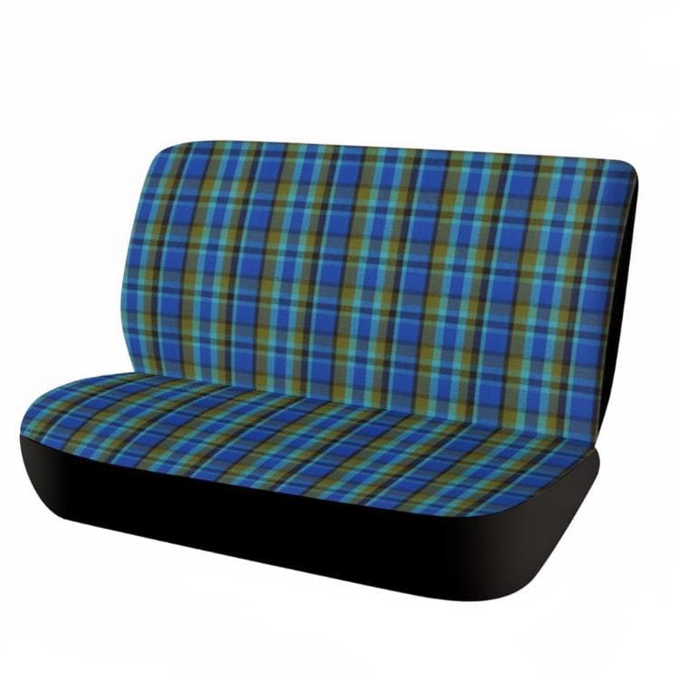 Westy Vibe Plaid Back Seat Cover, Blue Green Retro Car Interior Protector, Universal VW Bus Style Auto Accessory