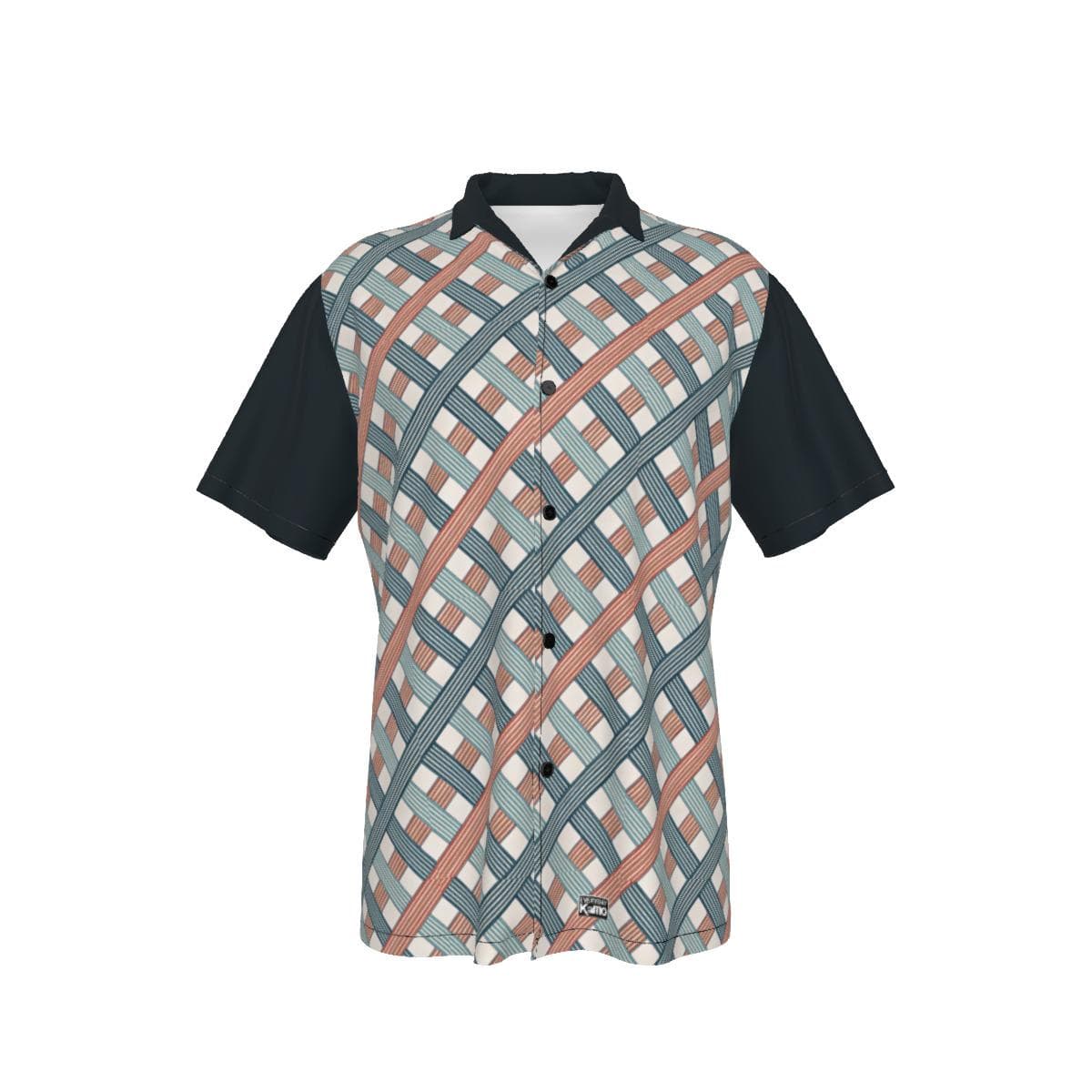 Retro Geometric Pattern Hawaiian Shirt | Men's Lapel Collar Summer Button-Up | Four-Way Stretch Resort Wear