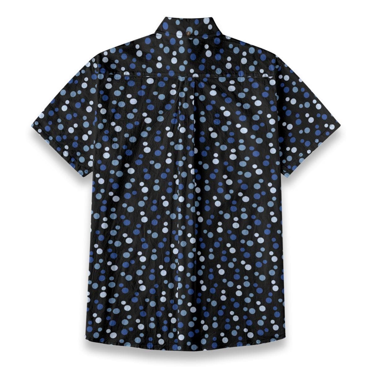 Men's Blue Polka Dot Cotton Slub Shirt | Short Sleeve Button-Down