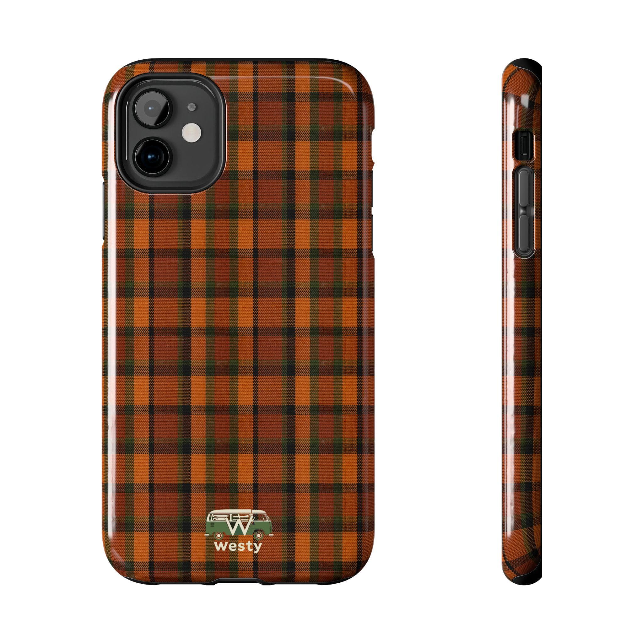 Westy Westfalia Plaid iPhone Case - Orange Retro Van Road Trip