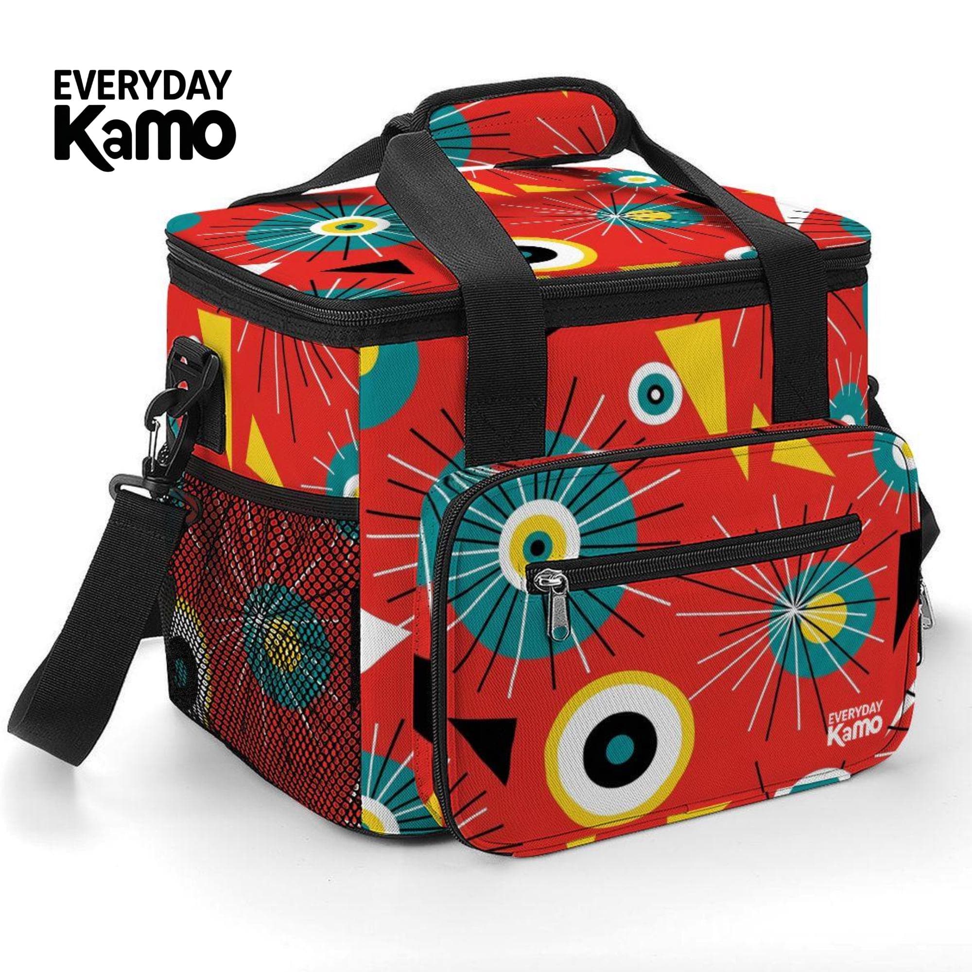 Retro Geometric Cooler Bag | Insulated Oxford Lunch Tote | Leakproof