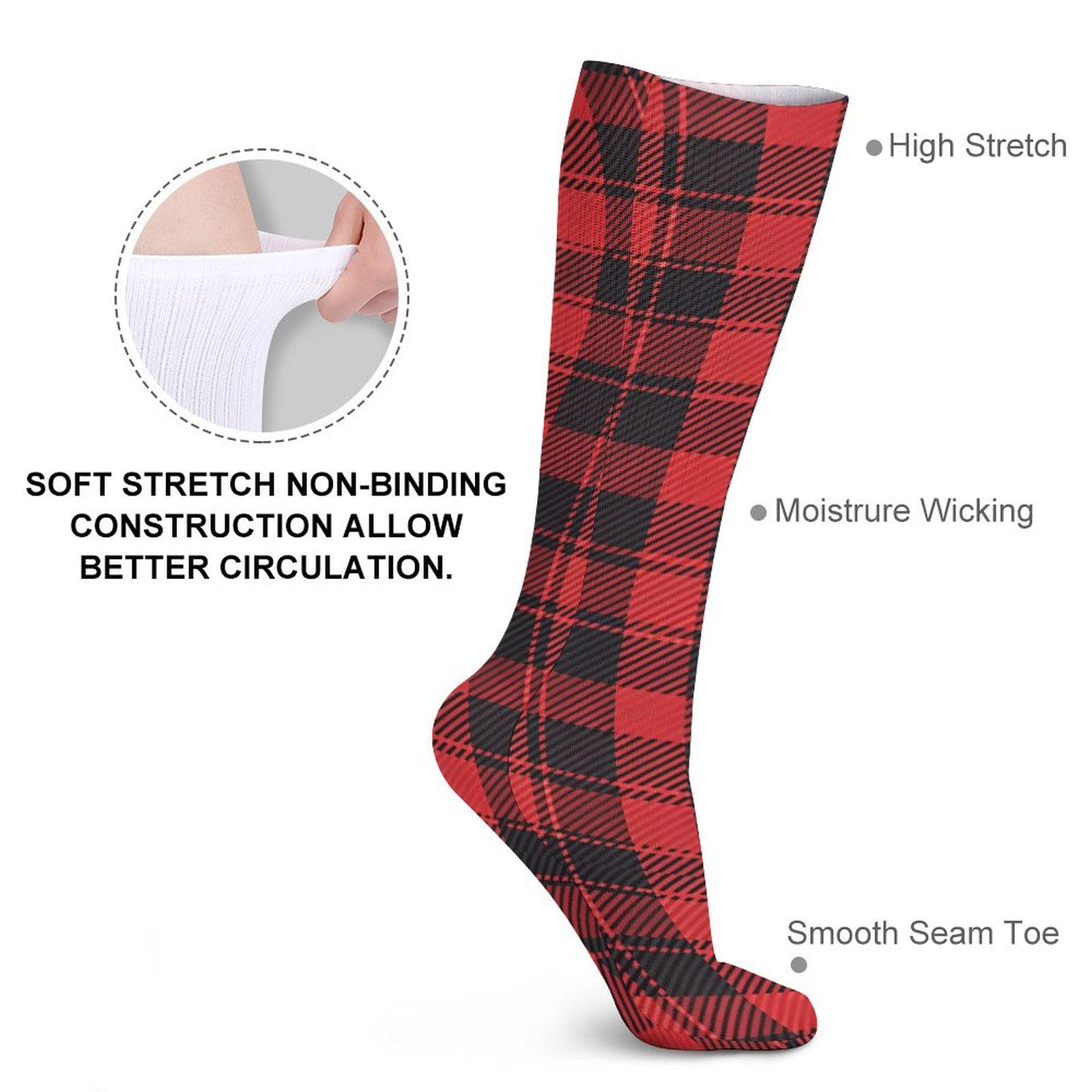 Everyday Kamo Red Plaid Knee-High Socks | Cozy & Stylish Tube Socks