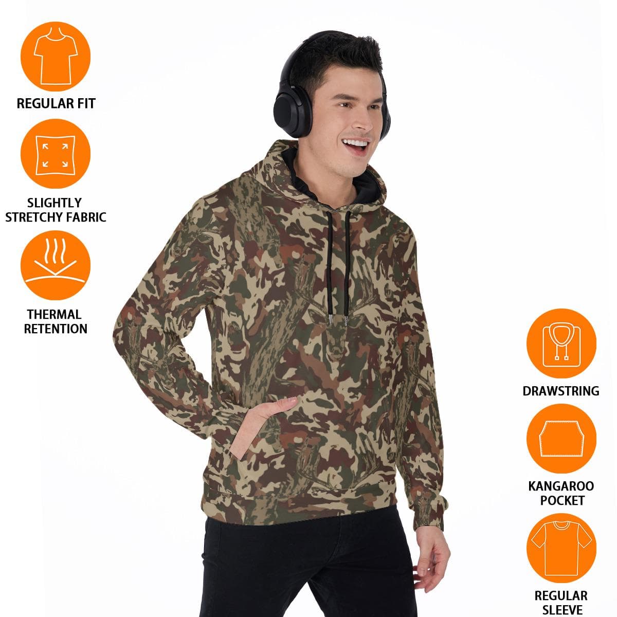 Alpha Buck Camo Hoodie | Integrated Deer Hunting Pattern Pullover