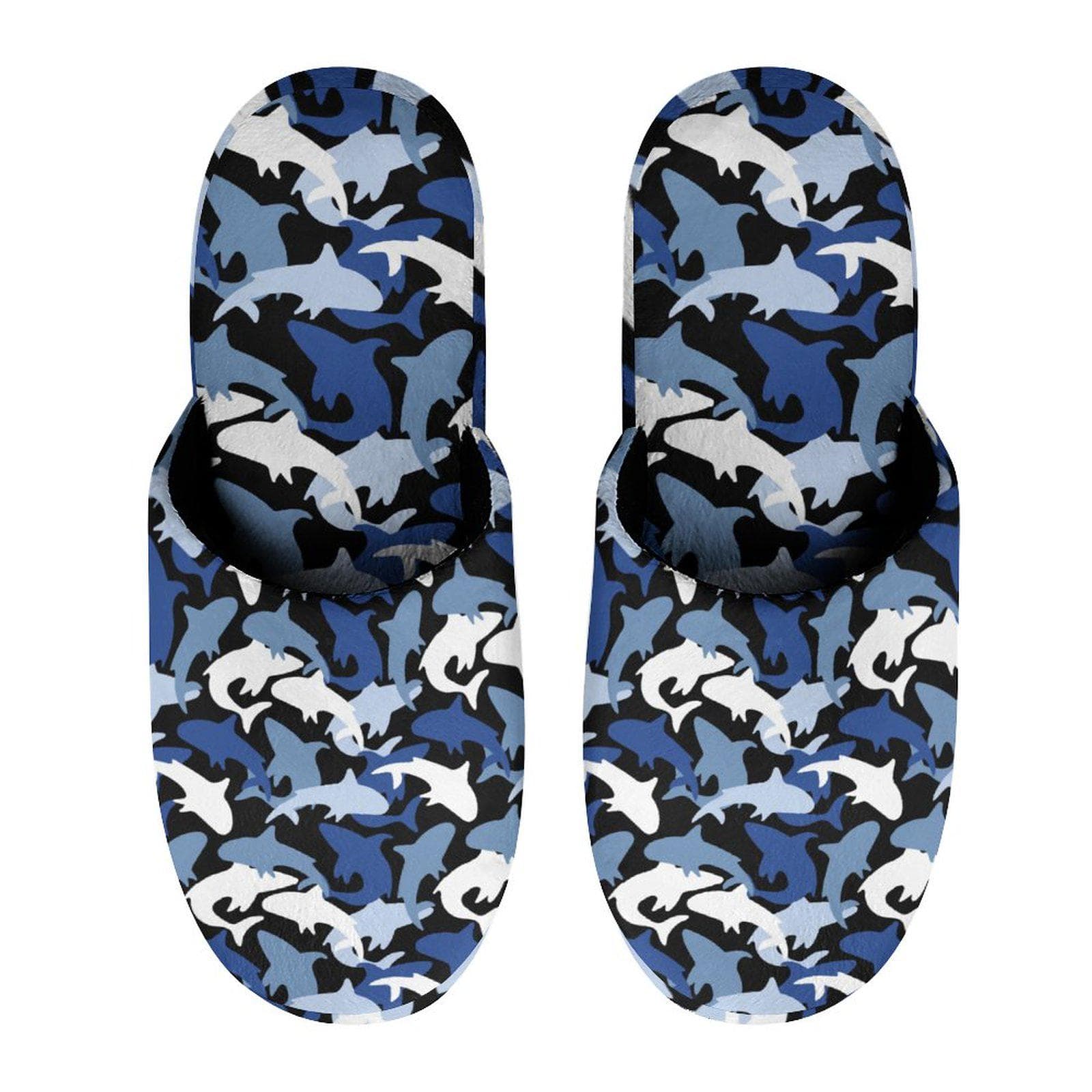 Everyday Kamo Men's Deep Dive Shark Camo Flannel Slippers - Cozy Comfort House Shoes