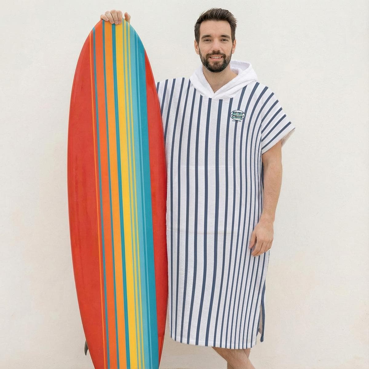 Hooded Surf Poncho Towel - "Surf Club" Design - Quick Dry Beach Changing Robe