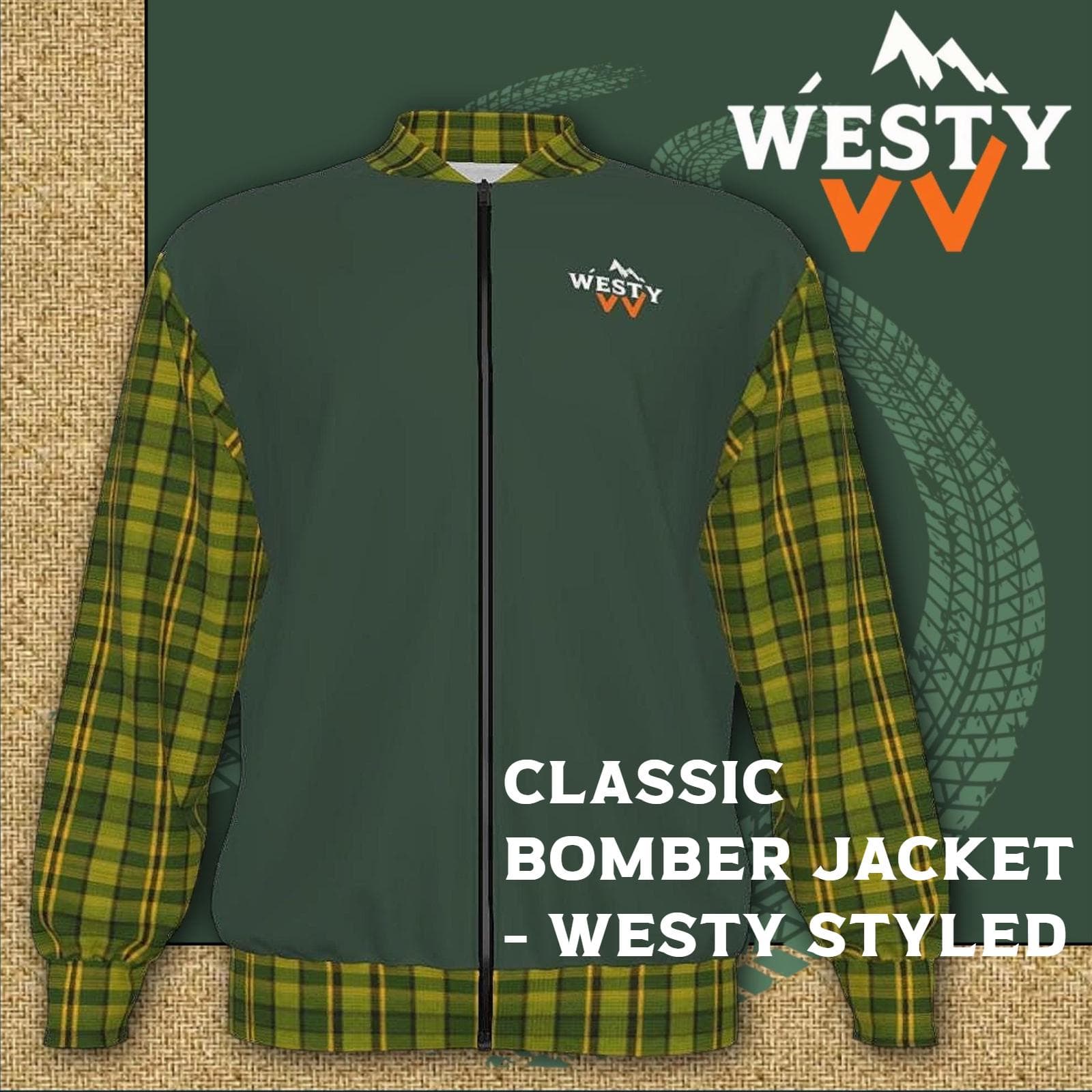 Westy Westfalia Green Bomber Jacket - Retro Camper Van Road Trip