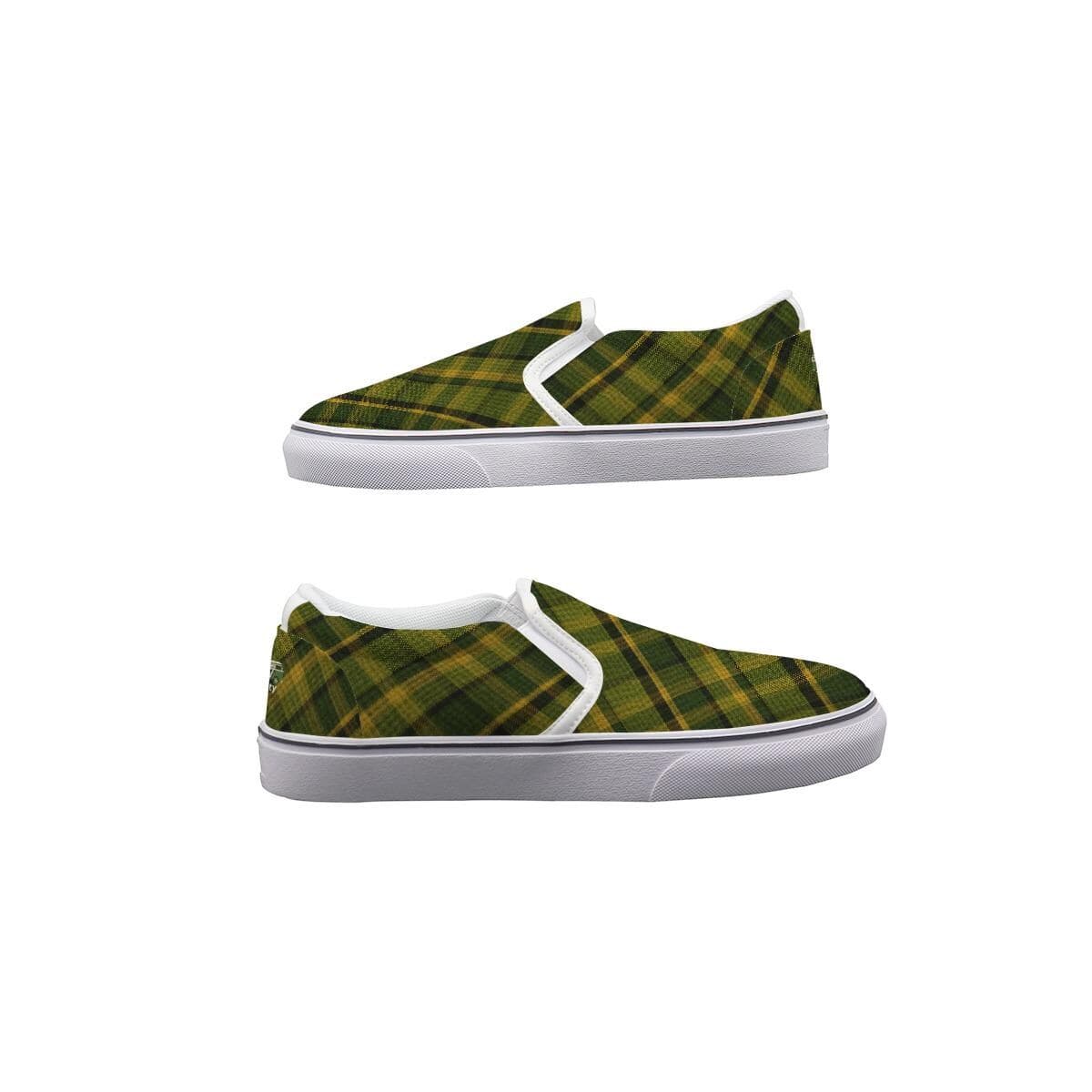 Westy Men's Green Plaid Slip-On Sneakers | Camper Van Road Trip Style