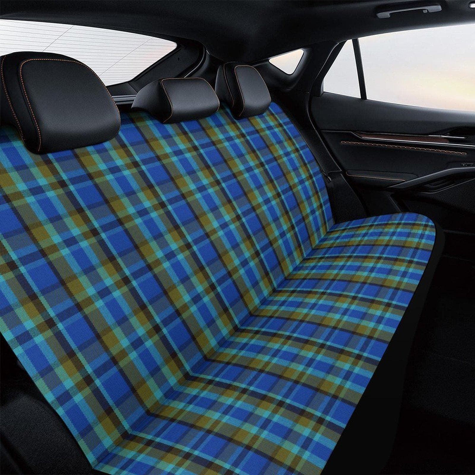 Westy Vibe Plaid Back Seat Cover, Blue Green Retro Car Interior Protector, Universal VW Bus Style Auto Accessory