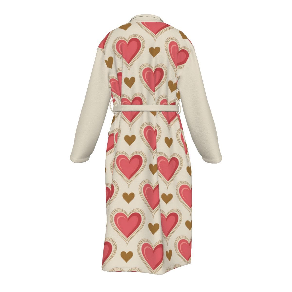 Pink Heart Pattern Jersey Knit Robe | Soft Loungewear