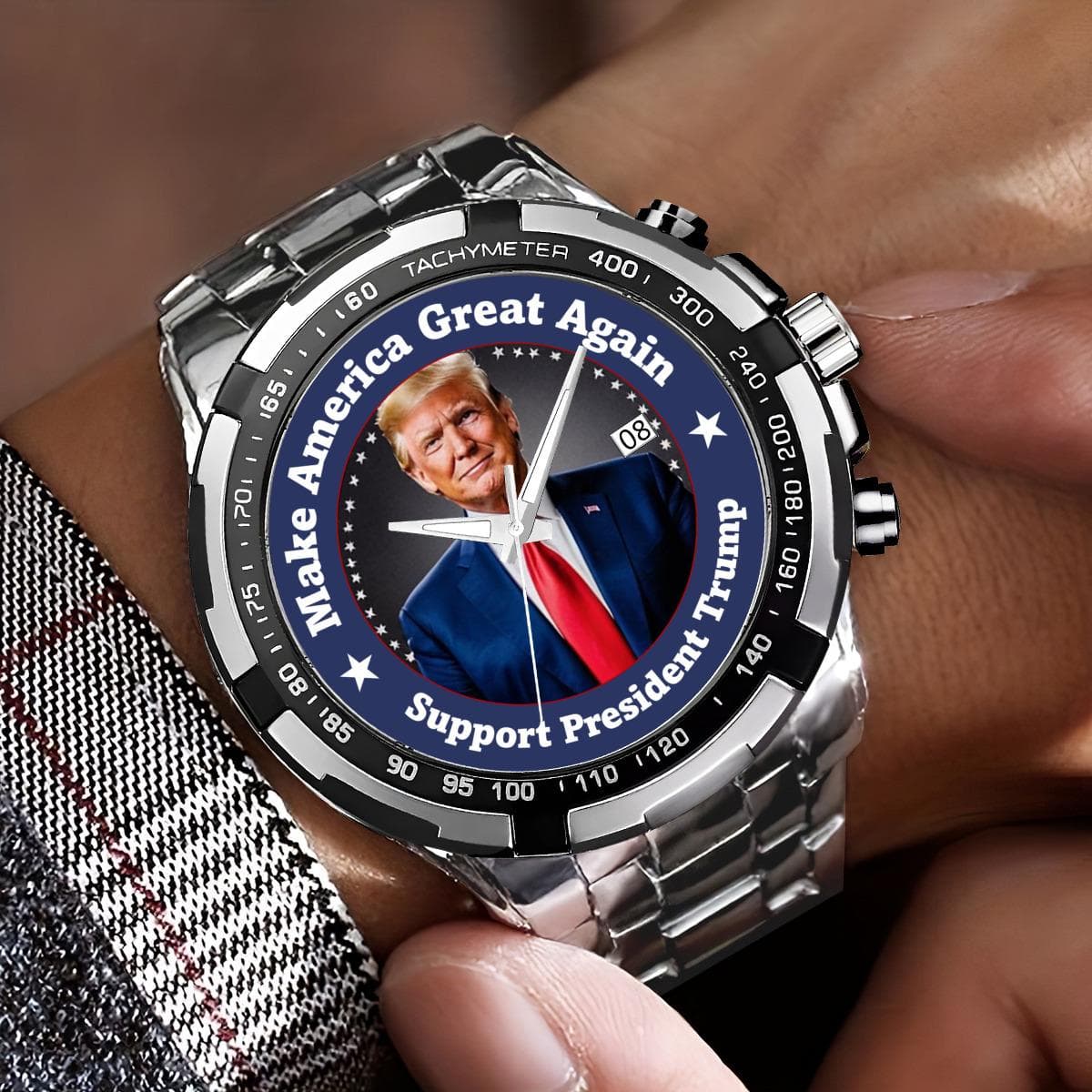 Donald Trump 'Make America Great Again' Metal Watch - Support Trump Timepiece, Political Gift for Patriots & Collectors