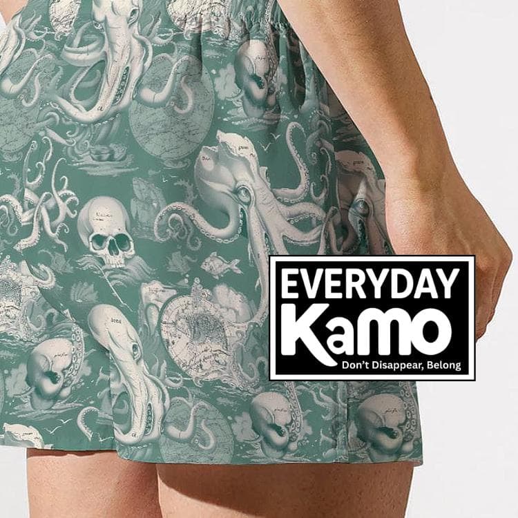 Men's Kraken Skull Map Boxer Shorts | Vintage Nautical Underwear