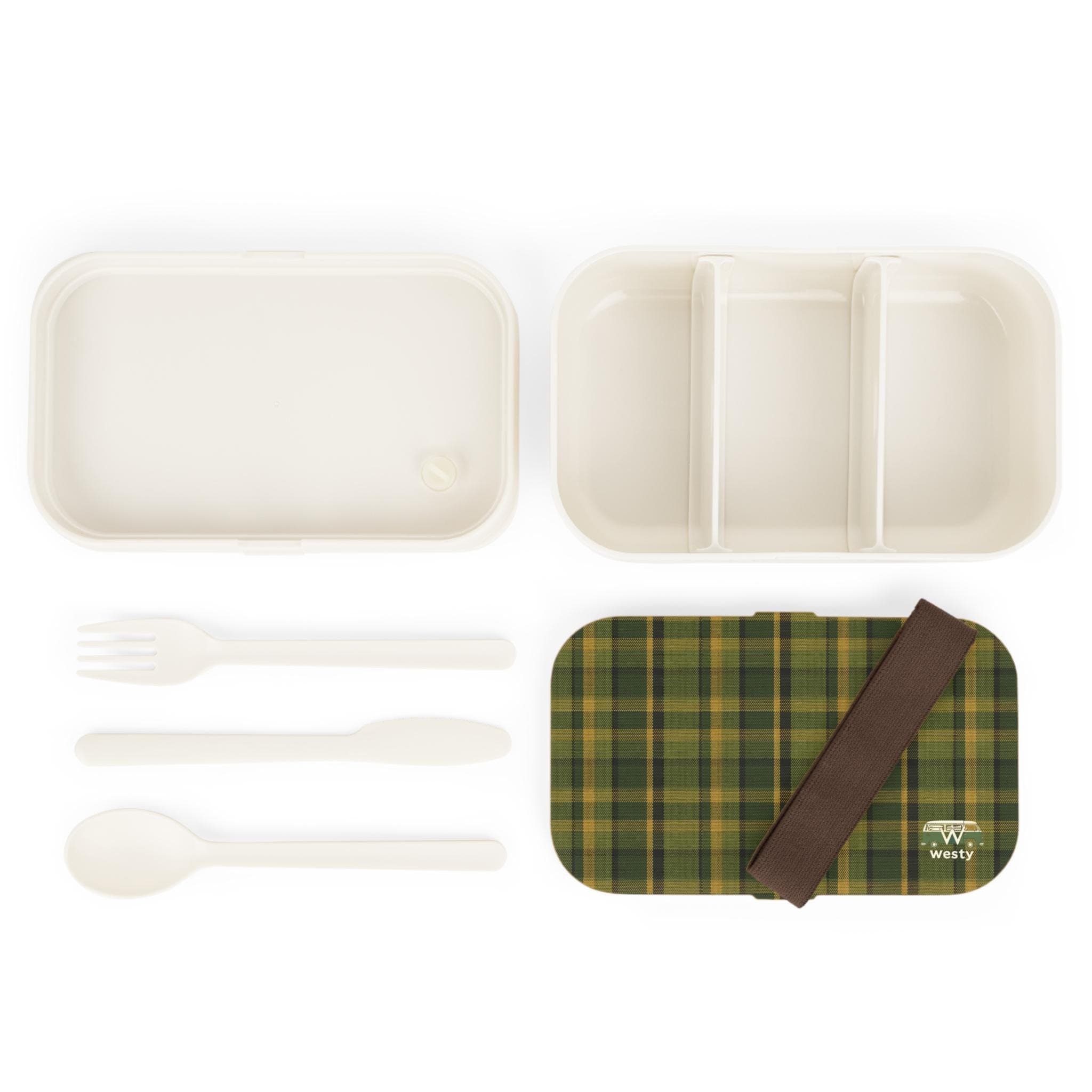 Westy Green Plaid Lunch Box, Bento Box, Travel Food Container
