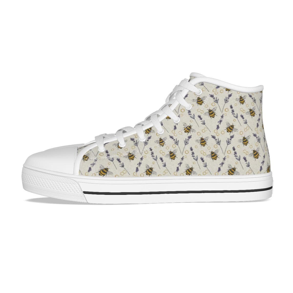 Women's Bumblebee & Lavender High Tops | Women's Comfortable Canvas Sneakers | All-Season Fashion