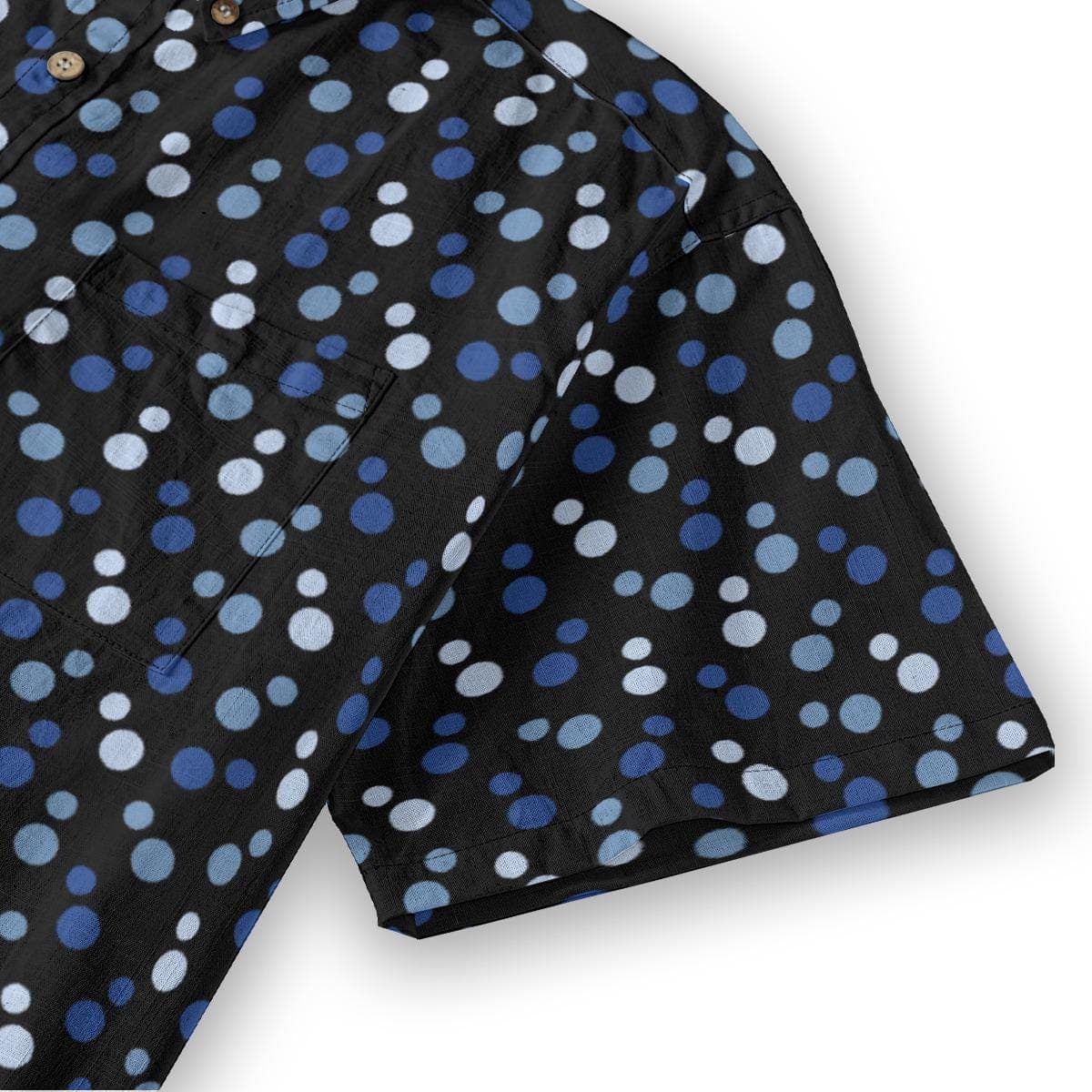 Men's Blue Polka Dot Cotton Slub Shirt | Short Sleeve Button-Down