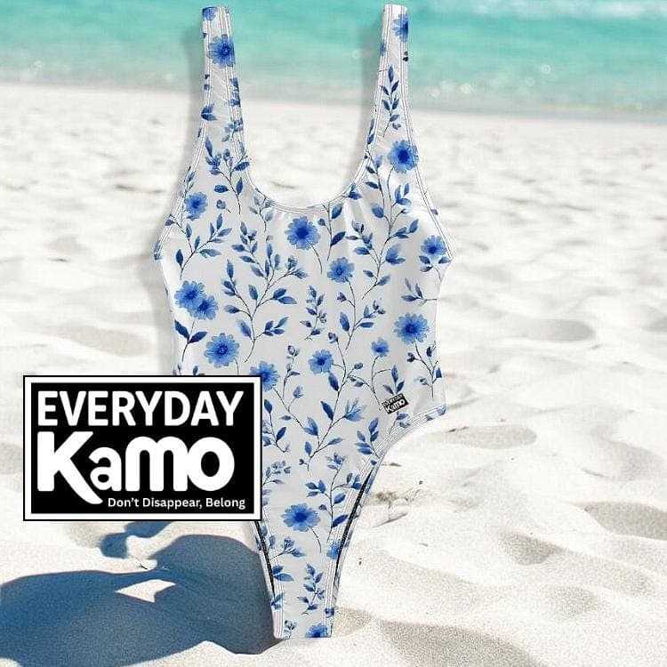 Everyday Kamo Blue Floral Swimsuit, Gift for Her, Mom, Friend | Chic Beachwear One Piece
