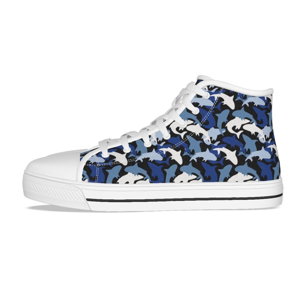 Women's Shark Camo High-Top Canvas Sneakers - Comfort & Style for Everyday Adventures