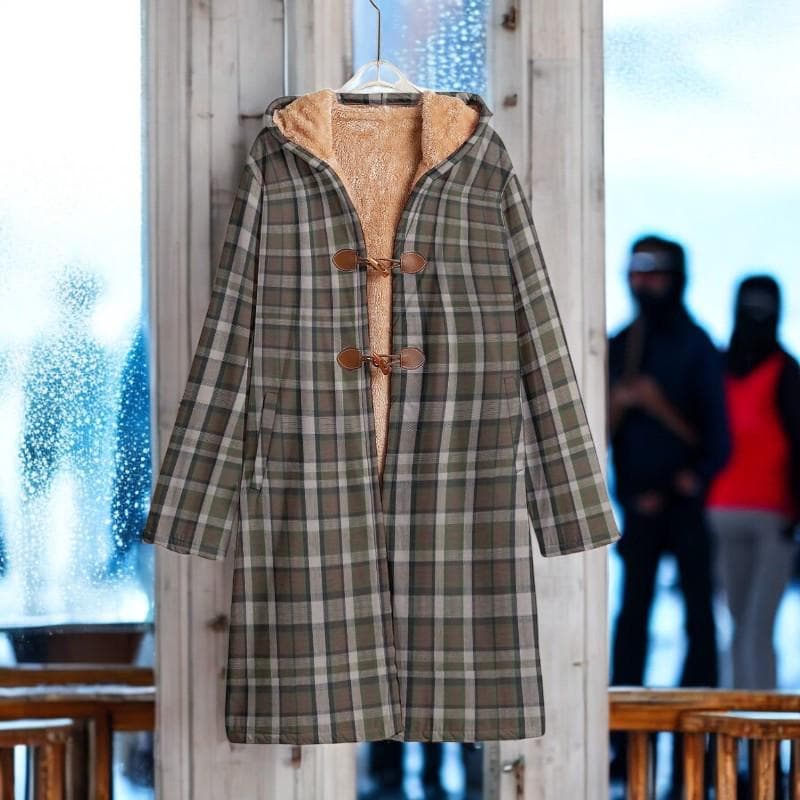 Westy Camper Plaid Fleece Windbreaker Brown Horn Button