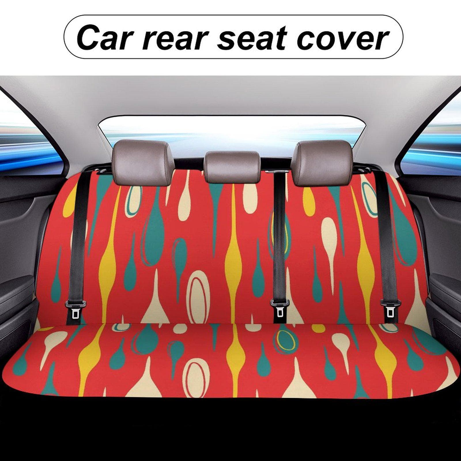Retro Car Back Seat Cover | Mid-Century Teardrop Pattern | Universal Fit Spandex