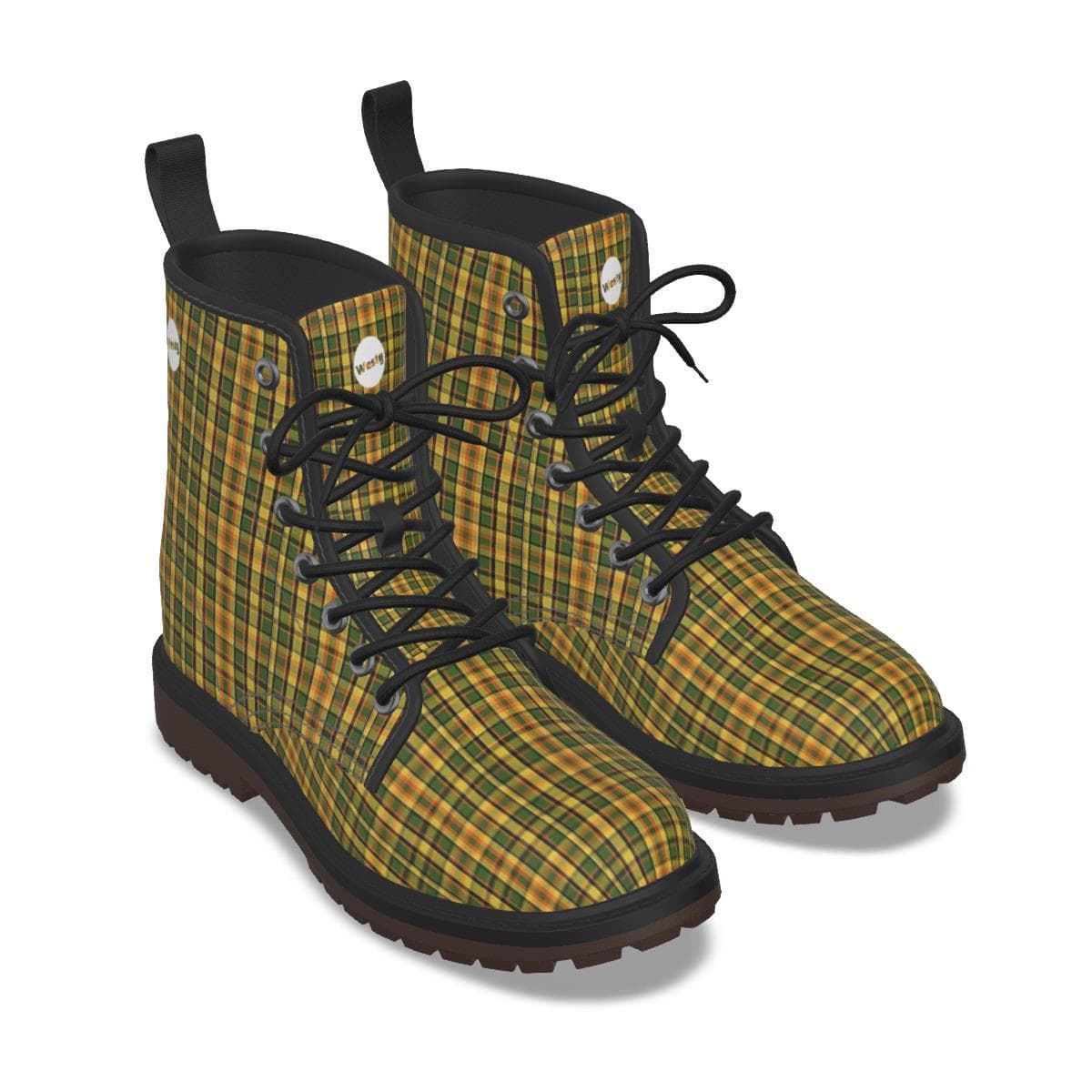 Westy Yellow Women's Plaid Lace-Up Boots Westfalia Road Trip