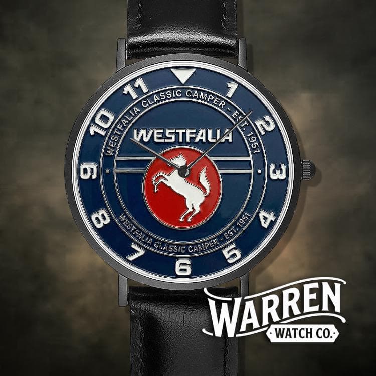 Westfalia Classic Camper Watch | Unisex Quartz Watch with Genuine Leather Band & Stainless Steel Case