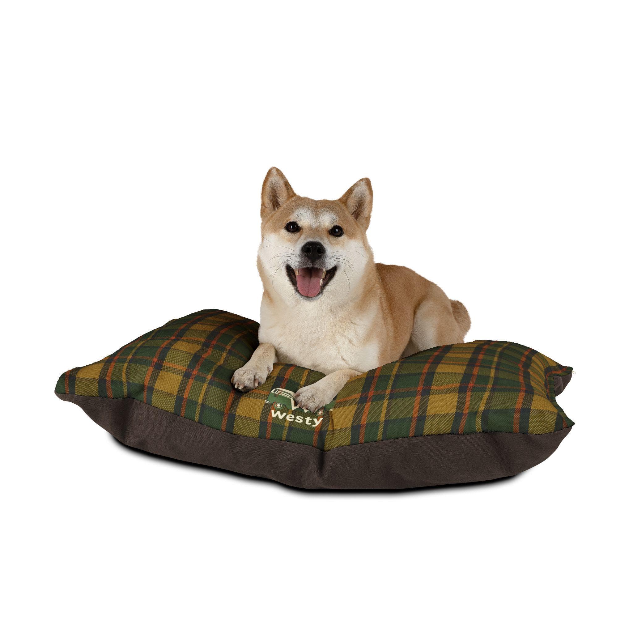 Plaid Vintage VW Camper Inspired Dog Bed, Removable Cover