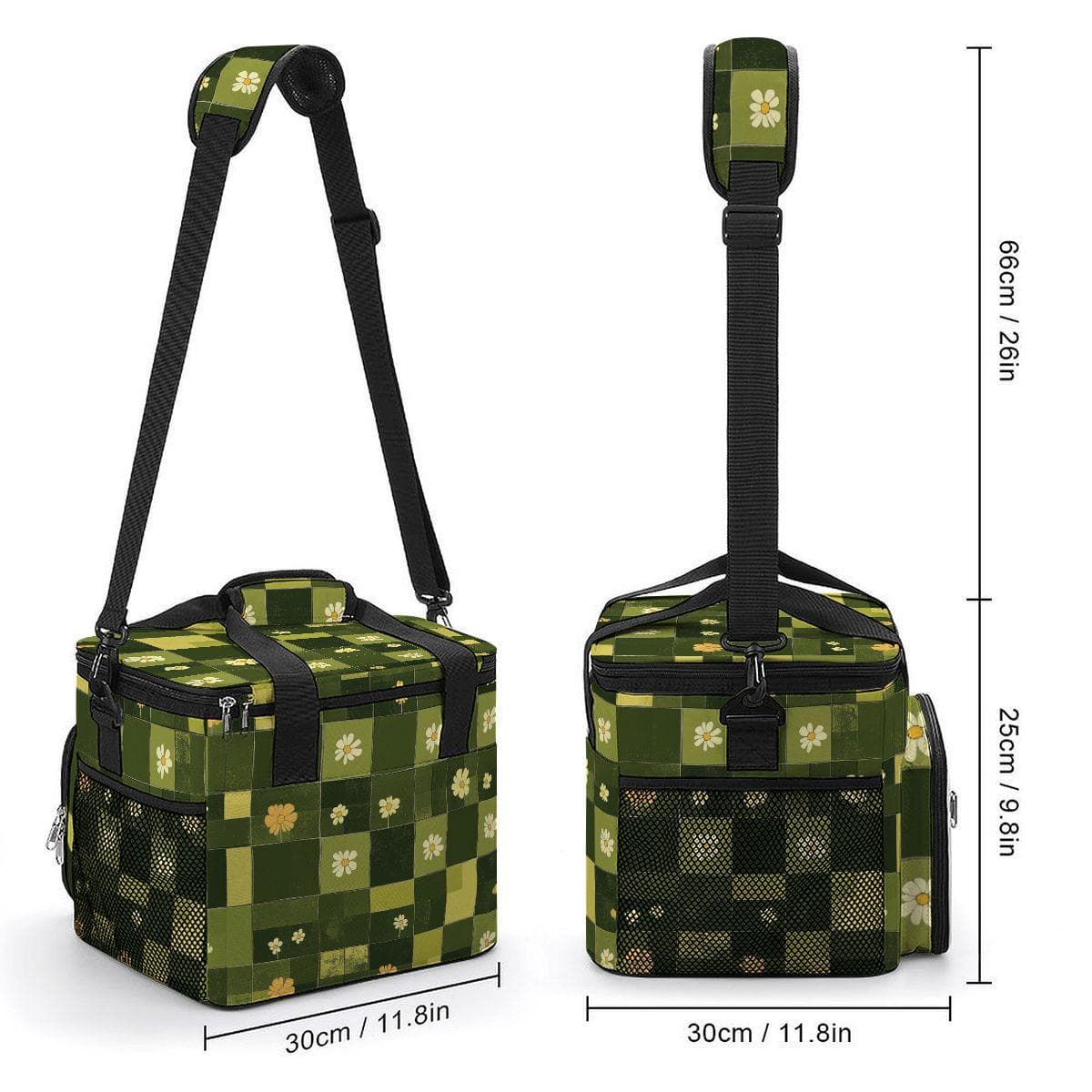 Daisy Plaid Insulated Lunch Bag Oxford Fabric Leakproof Cooler Tote